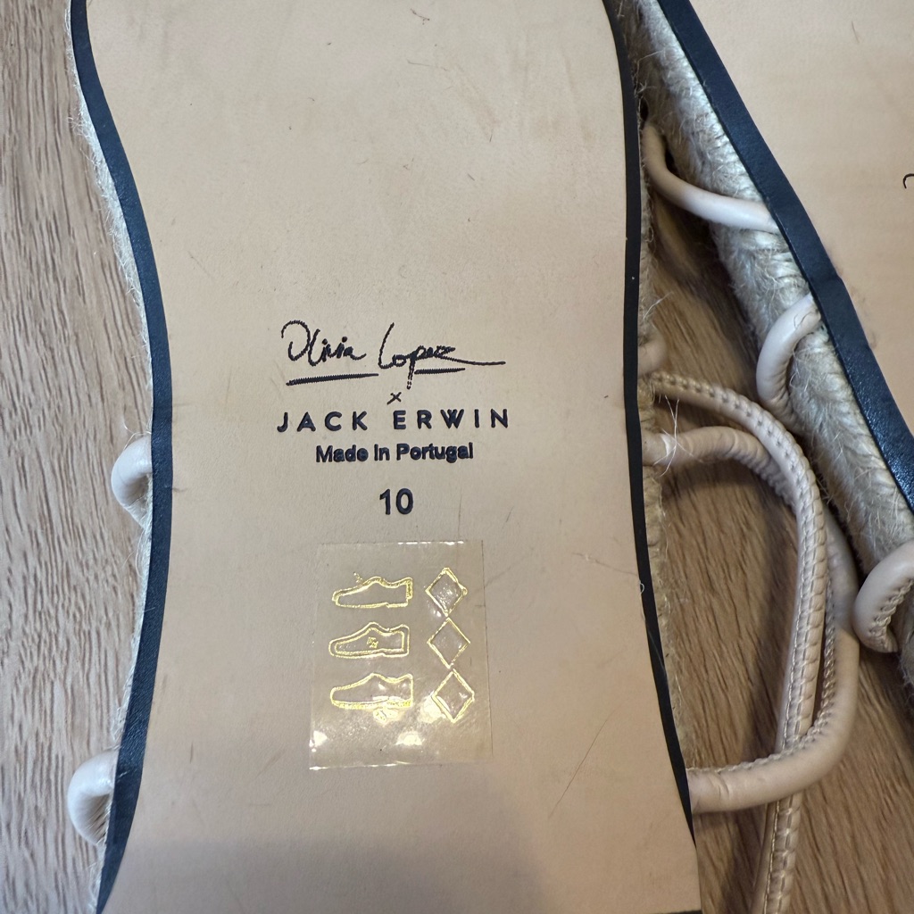 Jack Erwin X Olivia Lopez Espadrille Leather Wrap Cream Lace Sandals New Sz 10 — image 4 of 5